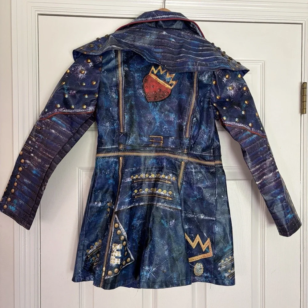 Disney Descendants 11/12 Evie Halloween costume Faux Leather Trench Coat Jacket
